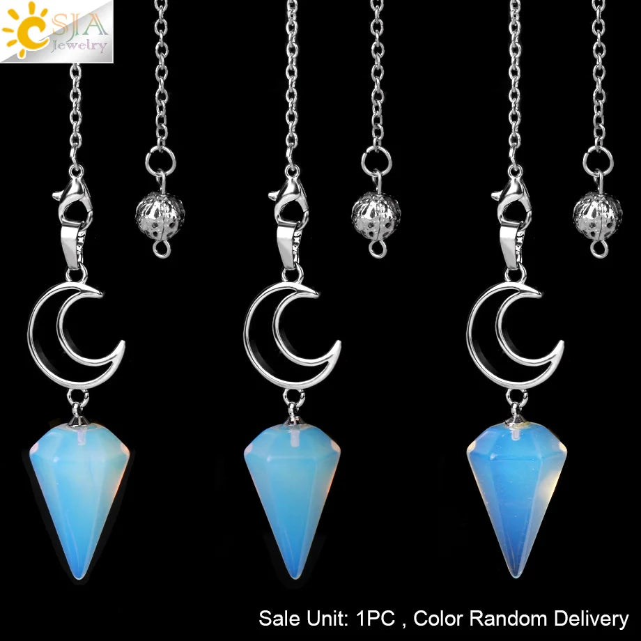 Spiritural Crystal Pendulum for Divination Esoterism Healing Moon Natural Stone Cone Pendant Pink Quartz Pendulo Radiesthesia S9