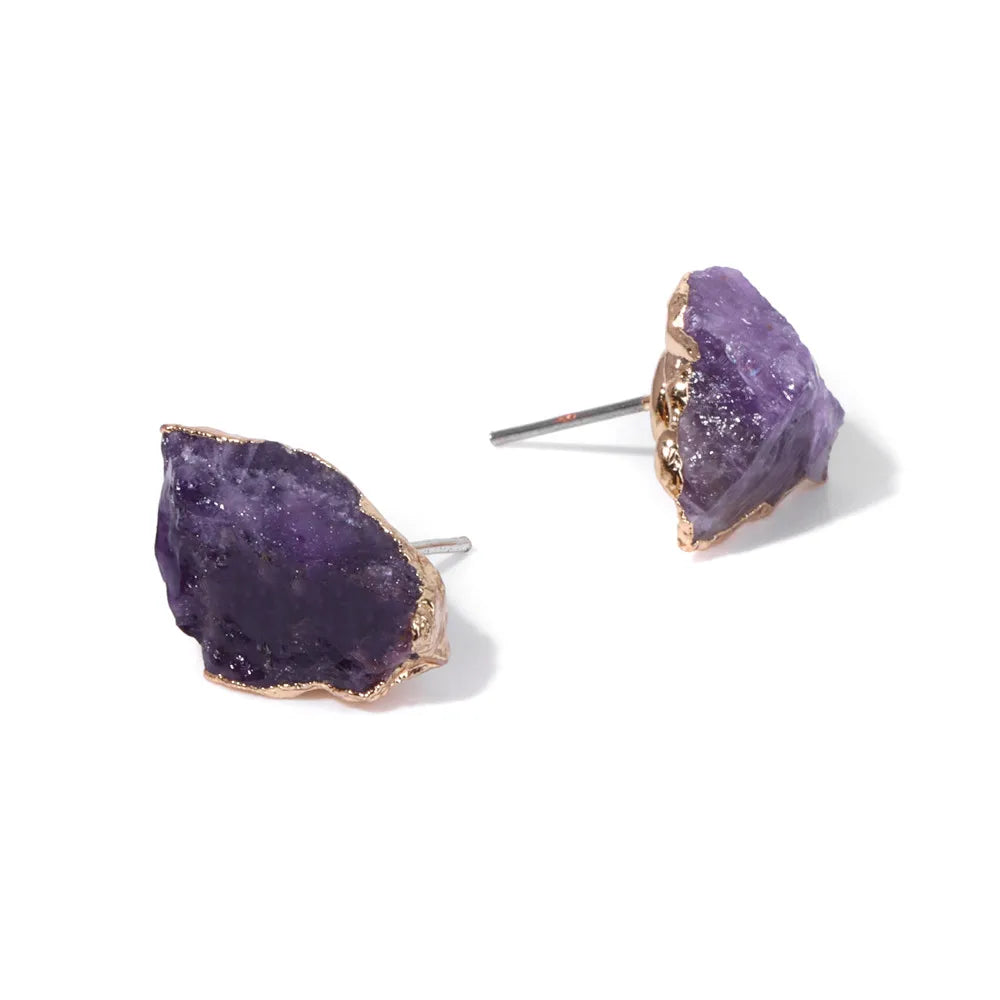 Natural Irregular Raw Stone Earrings Amethysts Apatite Lapis Quartz Stones Earring for Women Luxury Quality Jewelry Girls Gift