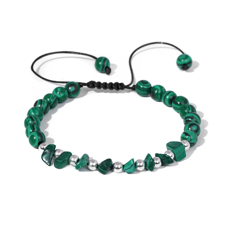 Irregular Natural Gem Crystal Stone Beads Bracelet Braided Obsidian Aventurine Amethysts Aquamarin Opal Chip Bracelets For Women