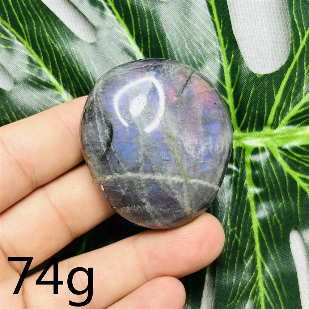 Natural Gemstone Purple Labradorite Palm Double-sided Glitter Home Decor Holiday Gift Witchcraft Altar Crystal Stone Healing