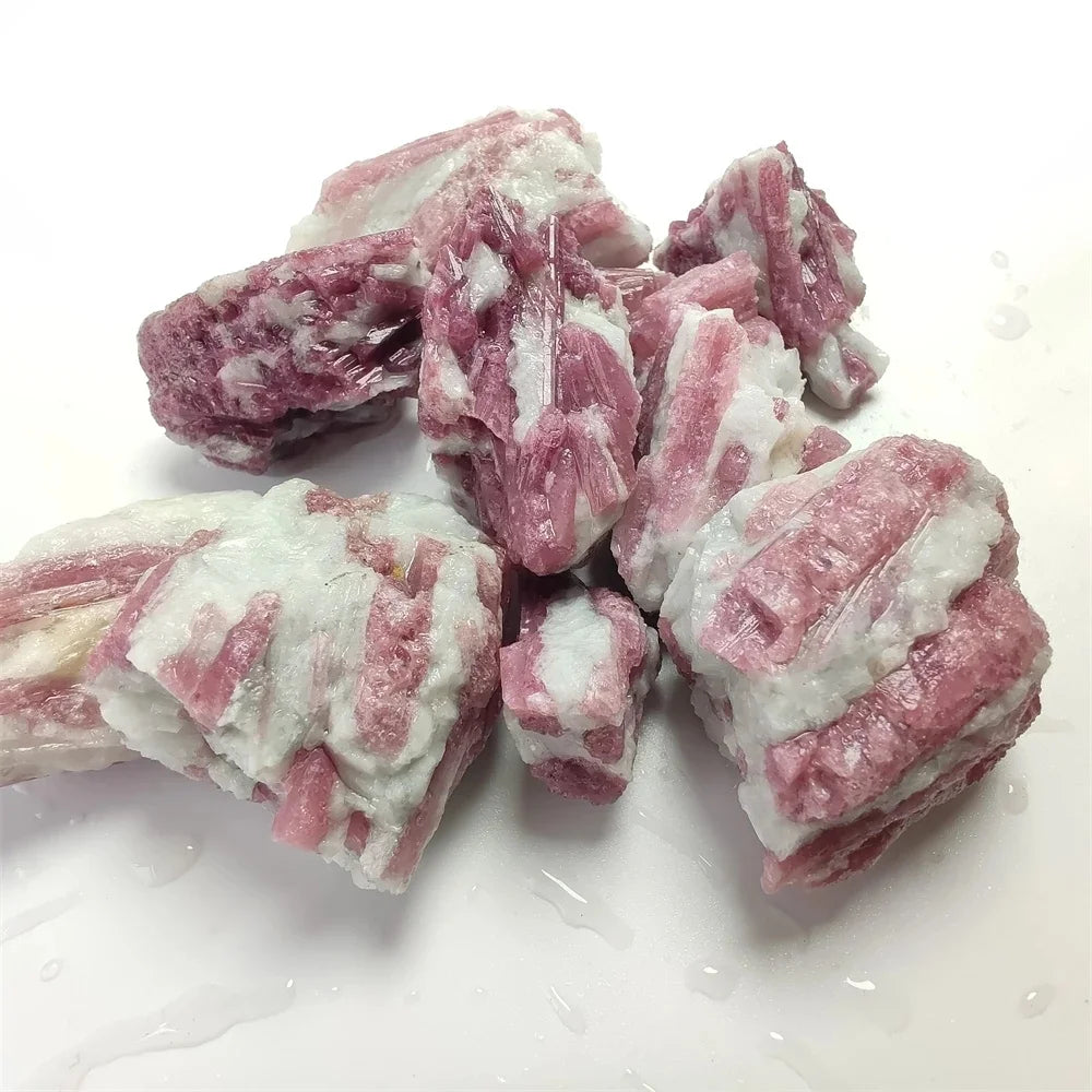 Wholesale Pink Plum Blossom Tourmaline Irregular Rough Raw Stones Natural Crystals Minerals Decoration Gemstones Gift
