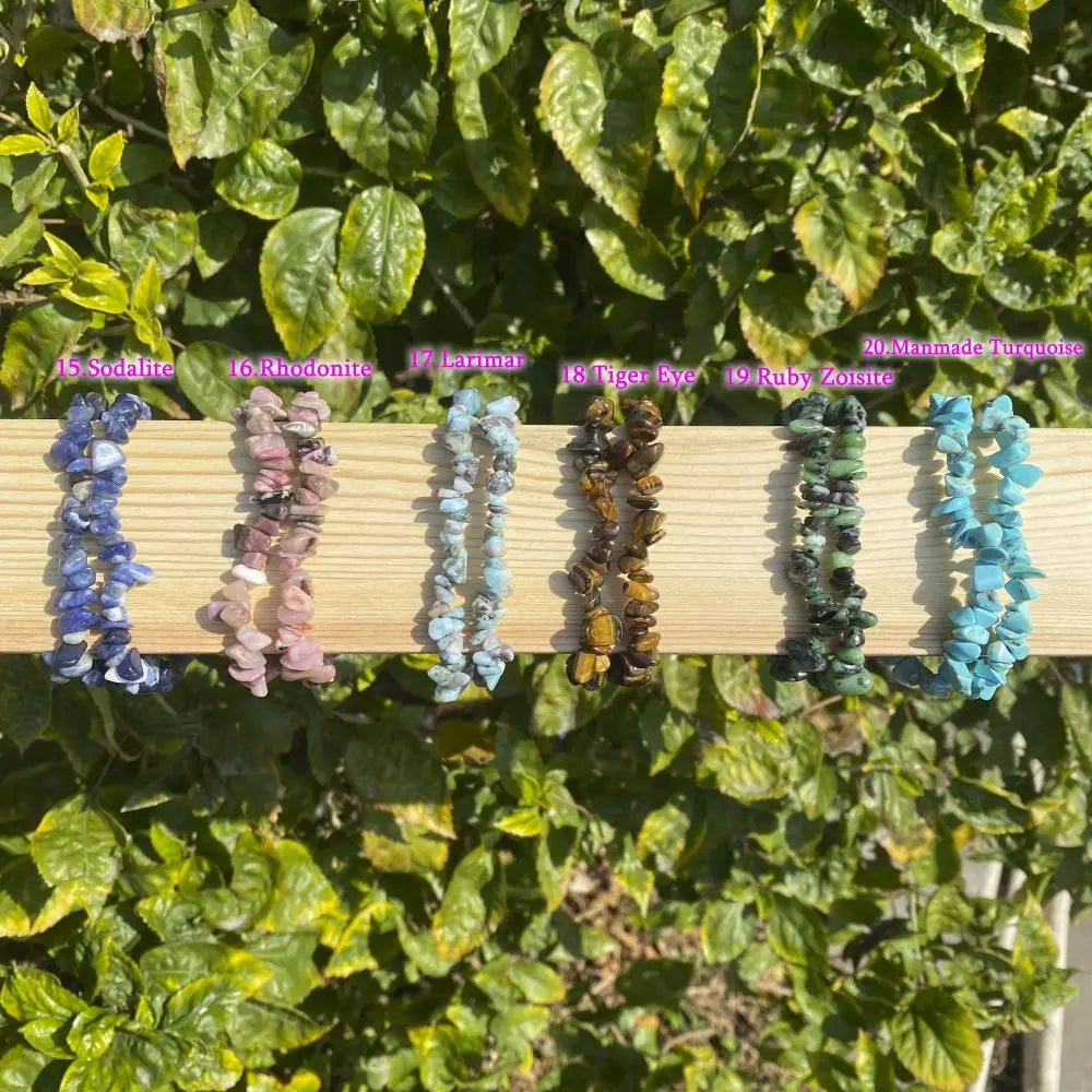 33Color Natural Gem Stone Bracelet Irregular Crystal Stretch Chip beads Nuggets Bracelets Bangles Quartz Wristband For Women