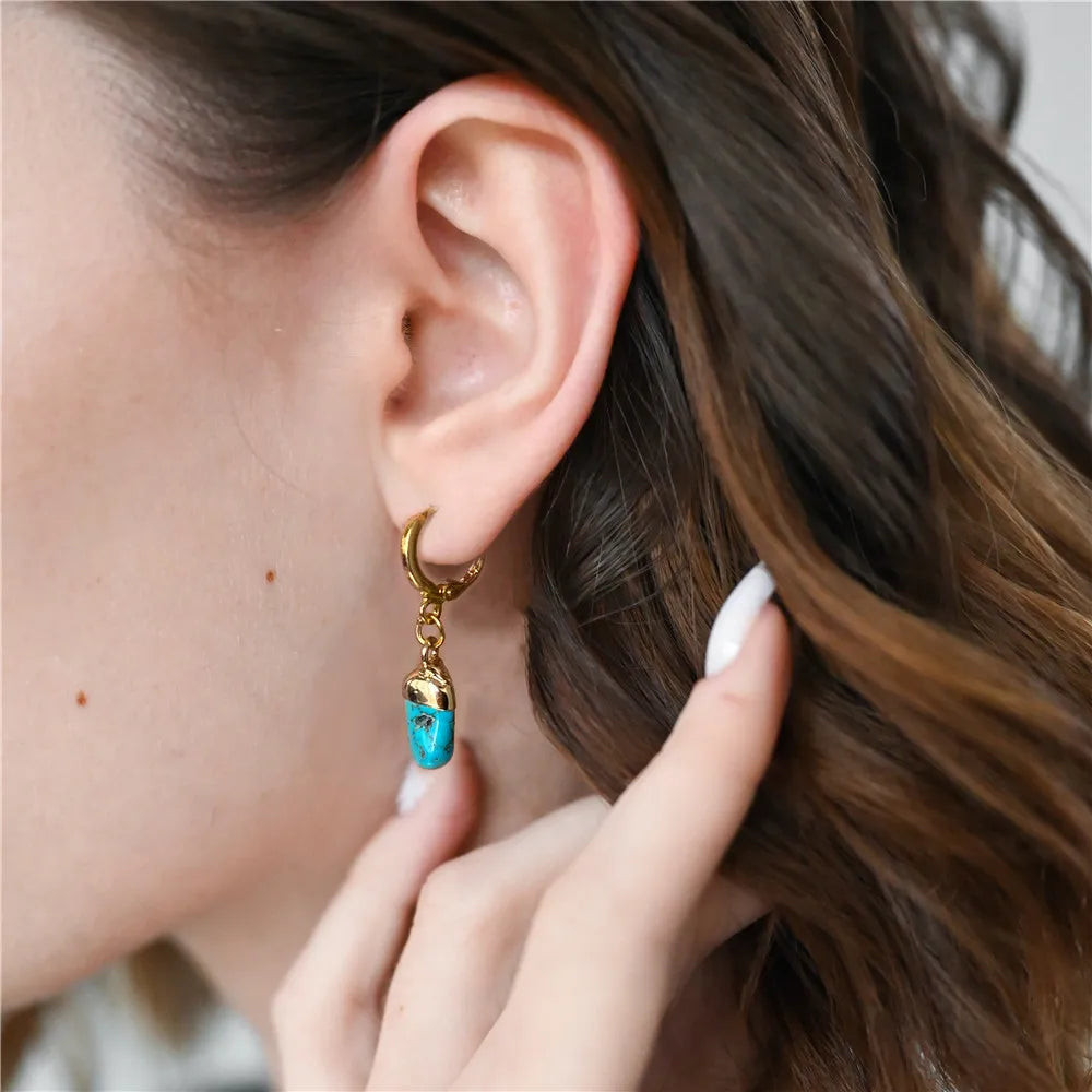 Natural Irregular Raw Stone Earrings Amethysts Apatite Lapis Quartz Stones Earring for Women Luxury Quality Jewelry Girls Gift