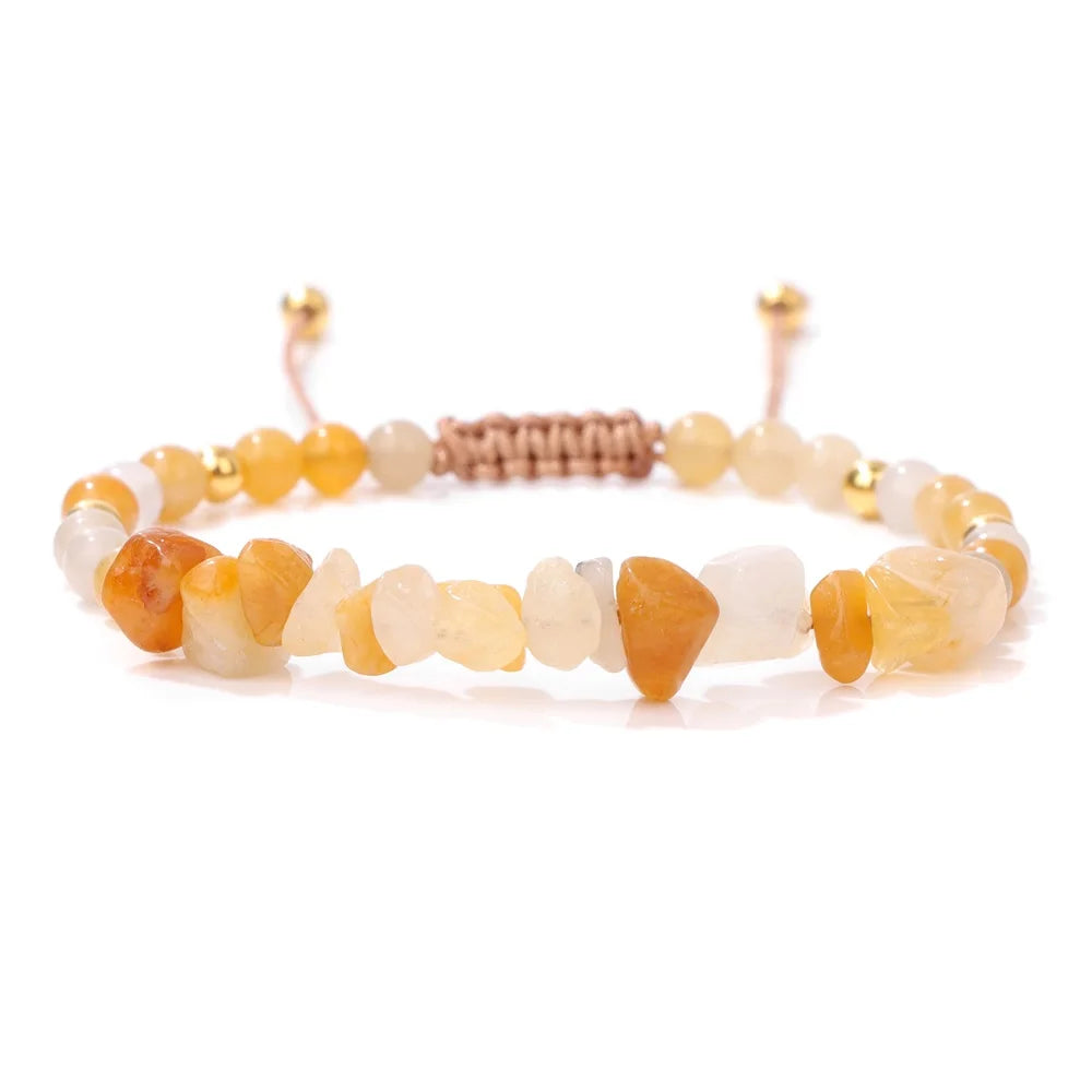 Irregular Natural Gem Crystal Stone Beads Bracelet Braided Obsidian Aventurine Amethysts Aquamarin Opal Chip Bracelets For Women