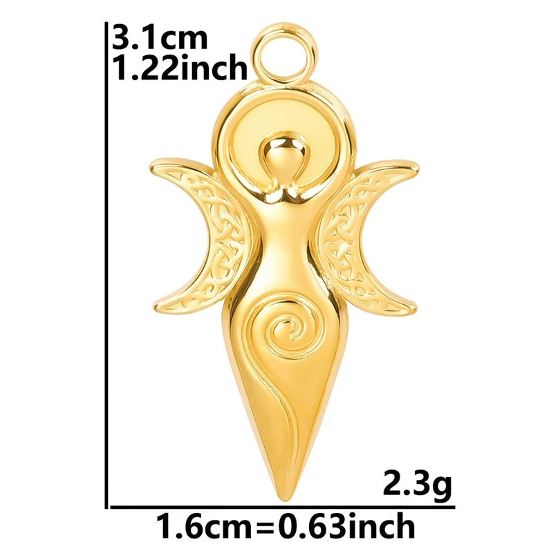 5pcs/Lot New Moon Charm No Fade Stainless Steel Pendants Charms In Bulk DIY Jewelry Making Supplies Witch Knot Star Accessories