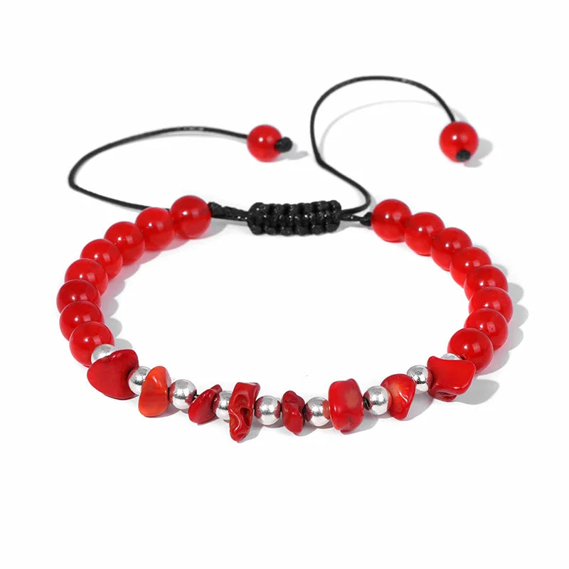 Irregular Natural Gem Crystal Stone Beads Bracelet Braided Obsidian Aventurine Amethysts Aquamarin Opal Chip Bracelets For Women
