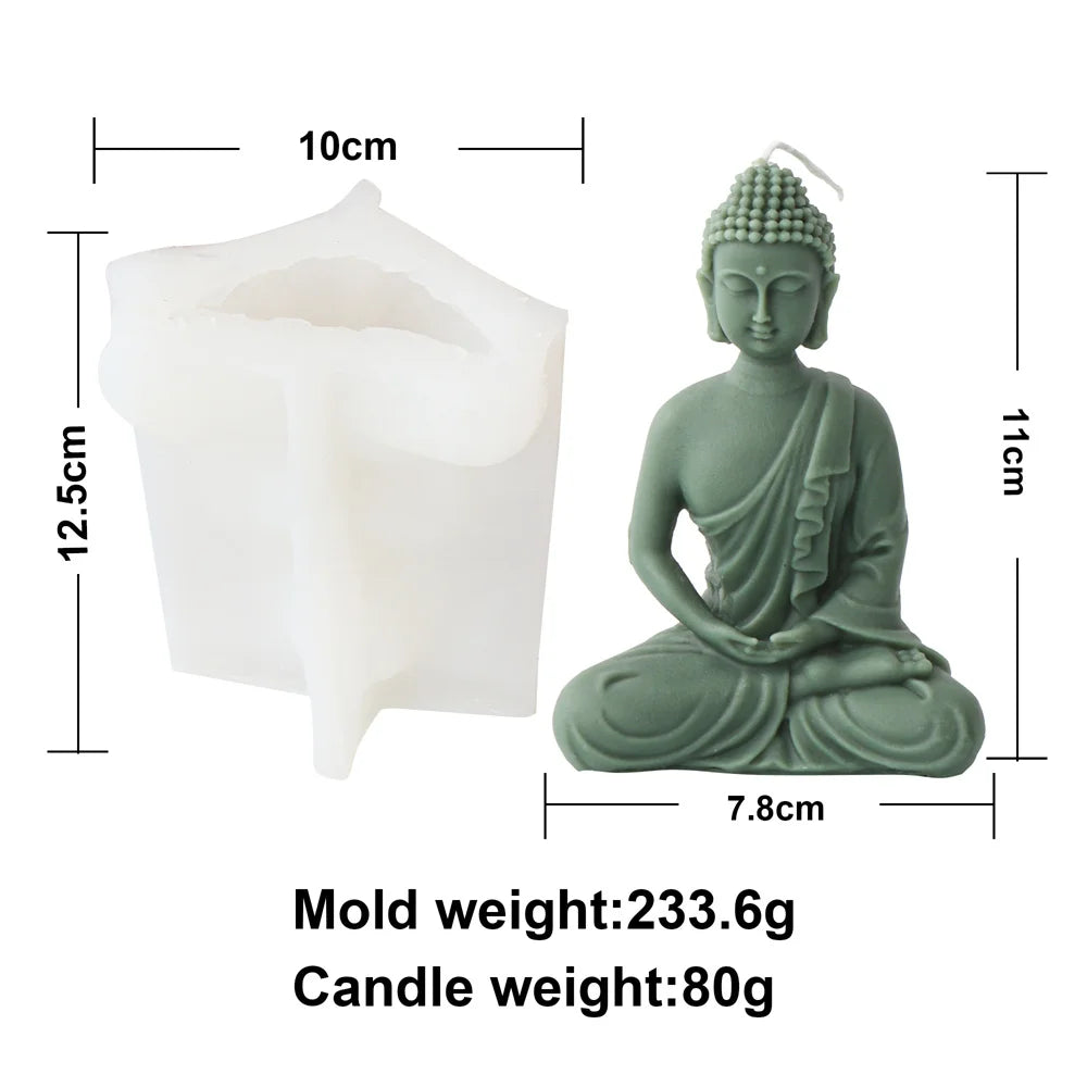 3D Buddha Statue Silicone Mold Namaste Stand Seat Relaxed Monk Candle Soap Resin DIY Buddhism Zen Home Decor Meditation Mould