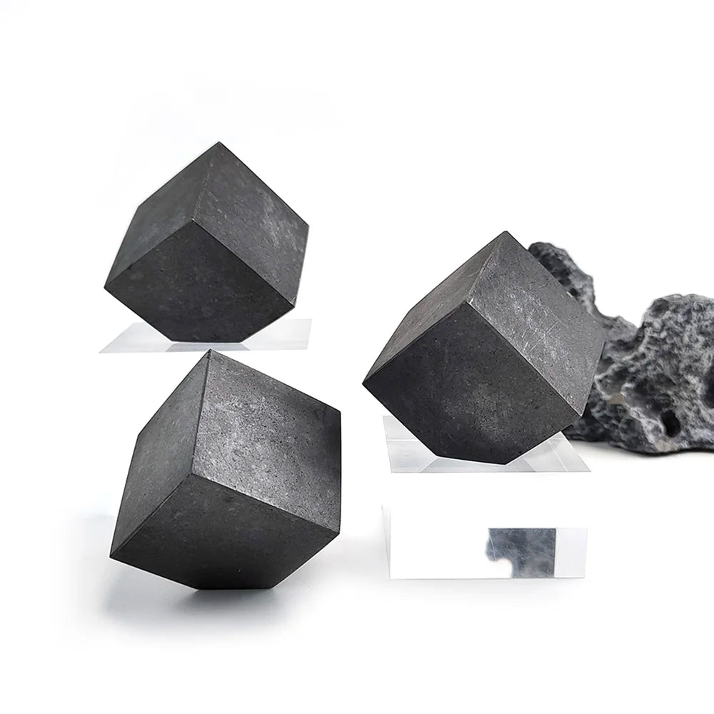 1Pc Black Shungite Cube Natural Crystal Standing Block Schungite Ornaments Energy Stones For Meditation Yoga Witch Home Fengshui