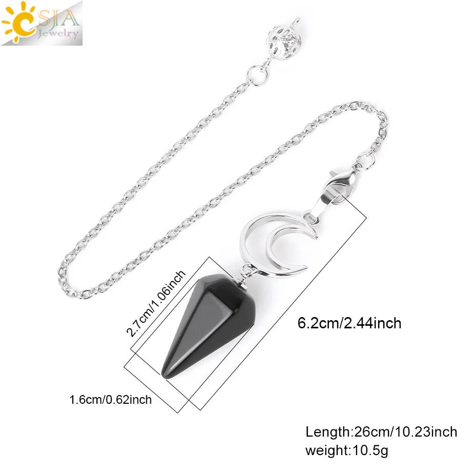 Spiritural Crystal Pendulum for Divination Esoterism Healing Moon Natural Stone Cone Pendant Pink Quartz Pendulo Radiesthesia S9