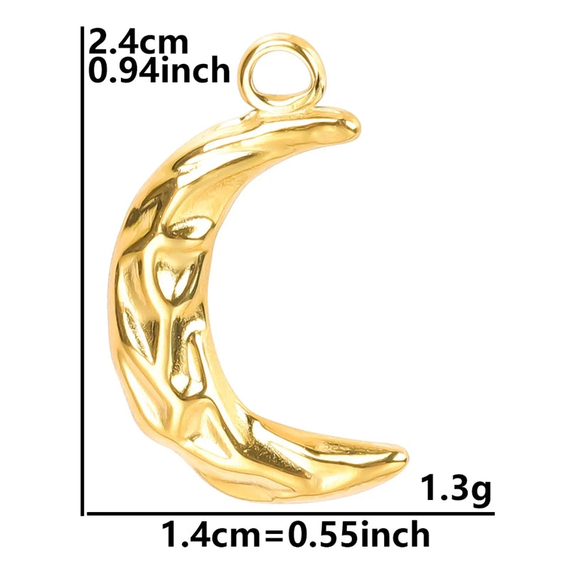 5pcs/Lot New Moon Charm No Fade Stainless Steel Pendants Charms In Bulk DIY Jewelry Making Supplies Witch Knot Star Accessories