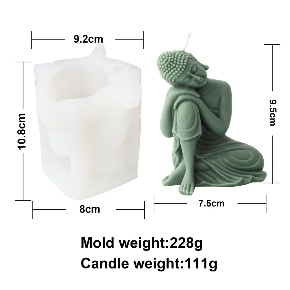3D Buddha Statue Silicone Mold Namaste Stand Seat Relaxed Monk Candle Soap Resin DIY Buddhism Zen Home Decor Meditation Mould