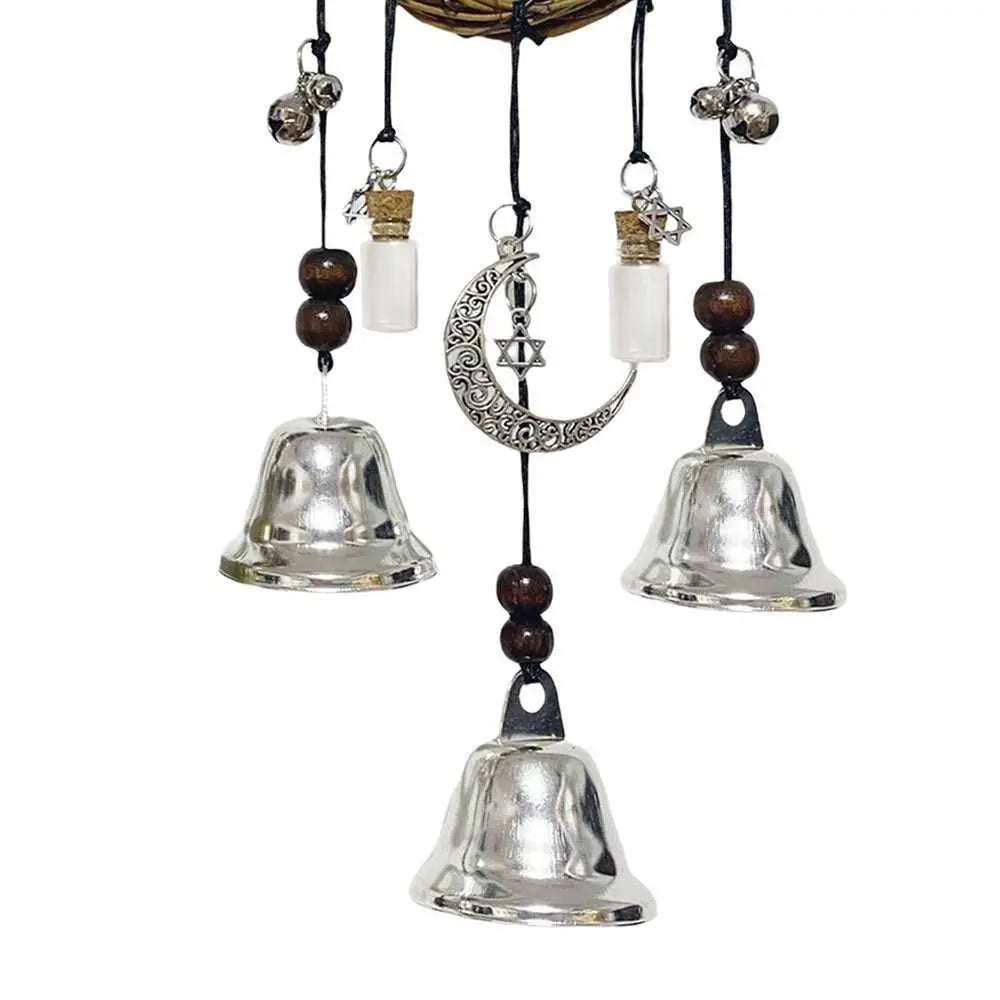 Witch Bells Protection Door Hangers Witch Wind Chimes Wreath Handmade Hanging Witch Bells Wiccan Magic Wind Chimes for Home Door