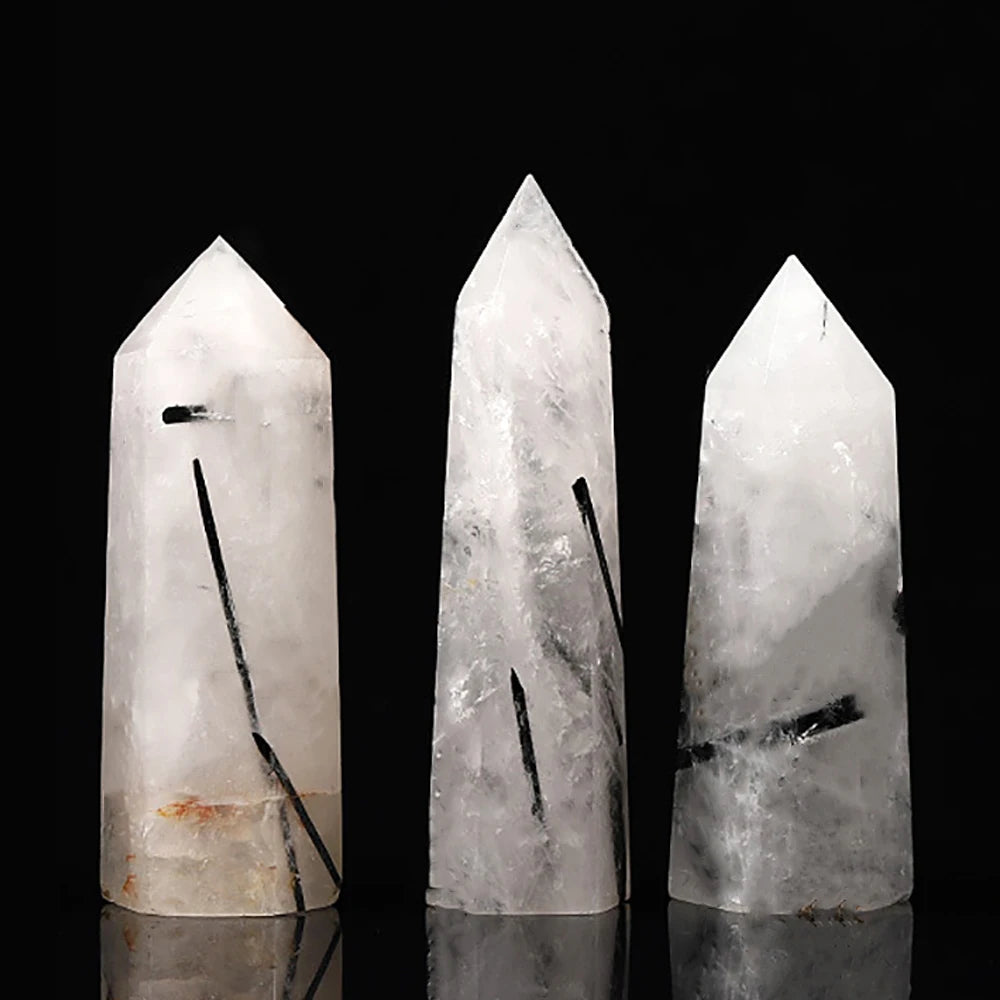 1PC Natural Black Tourmaline Quartz Crystal Hexagonal Point Healing Stone Energy Mineral 50-80mm Obelisk Column Room Decor Craft