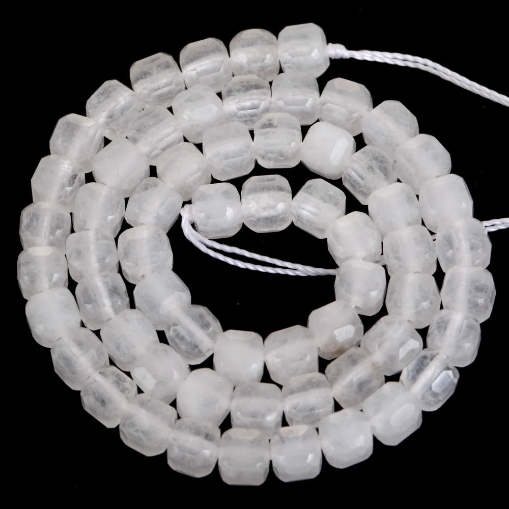 Natural Stone White Crystals Round Faceted Irregular Loose Spacer Beads For Jewelry DIY Bracelet Necklace Making Accessories