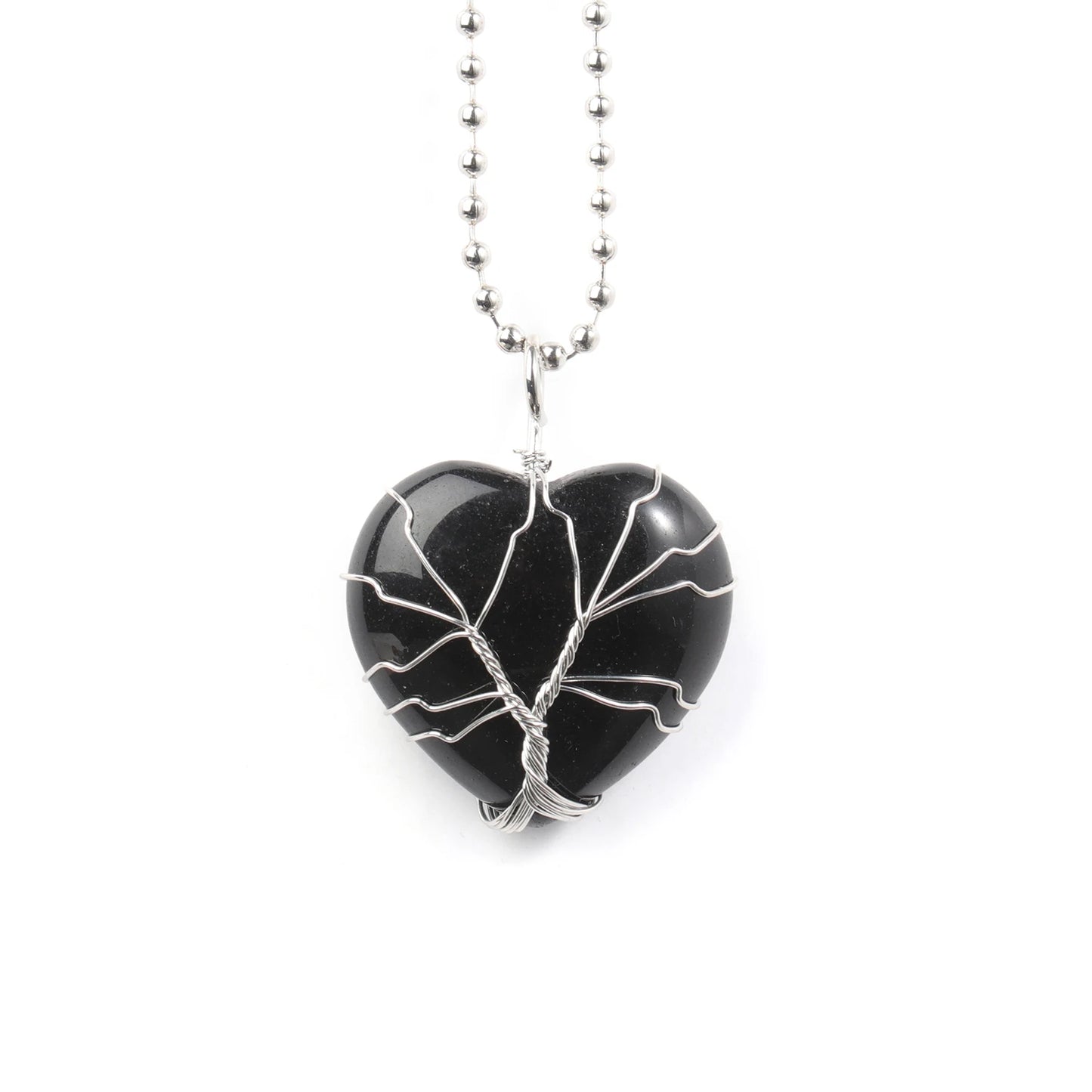 9 Types Black Onyx Natural Stone Pendant With Chain Display Box Heart Waterdrop Shape Pendant fit for Women Jewelry DIY Necklace