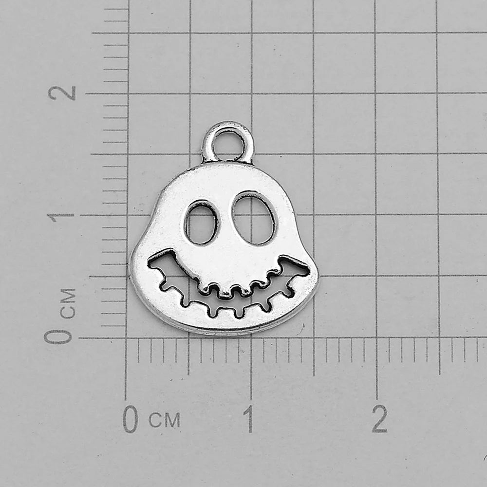 30pcs/lot Antique Witch Wizard Skull Spider Web Bat Boo Charms Halloween Pendant For Diy Jewelry Making Supplies Accessories