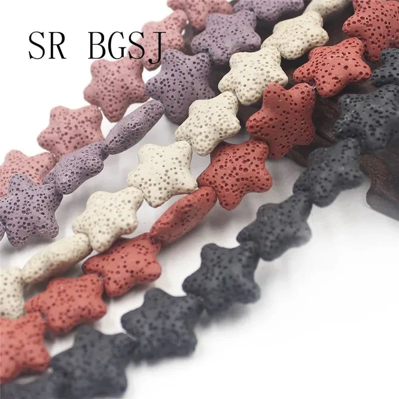 20mm Select by Color Star Volcanic Rock Lava Loose Gems Spacer Beads Strand 15inch