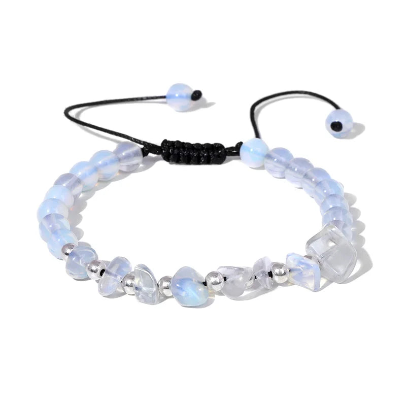 Irregular Natural Gem Crystal Stone Beads Bracelet Braided Obsidian Aventurine Amethysts Aquamarin Opal Chip Bracelets For Women