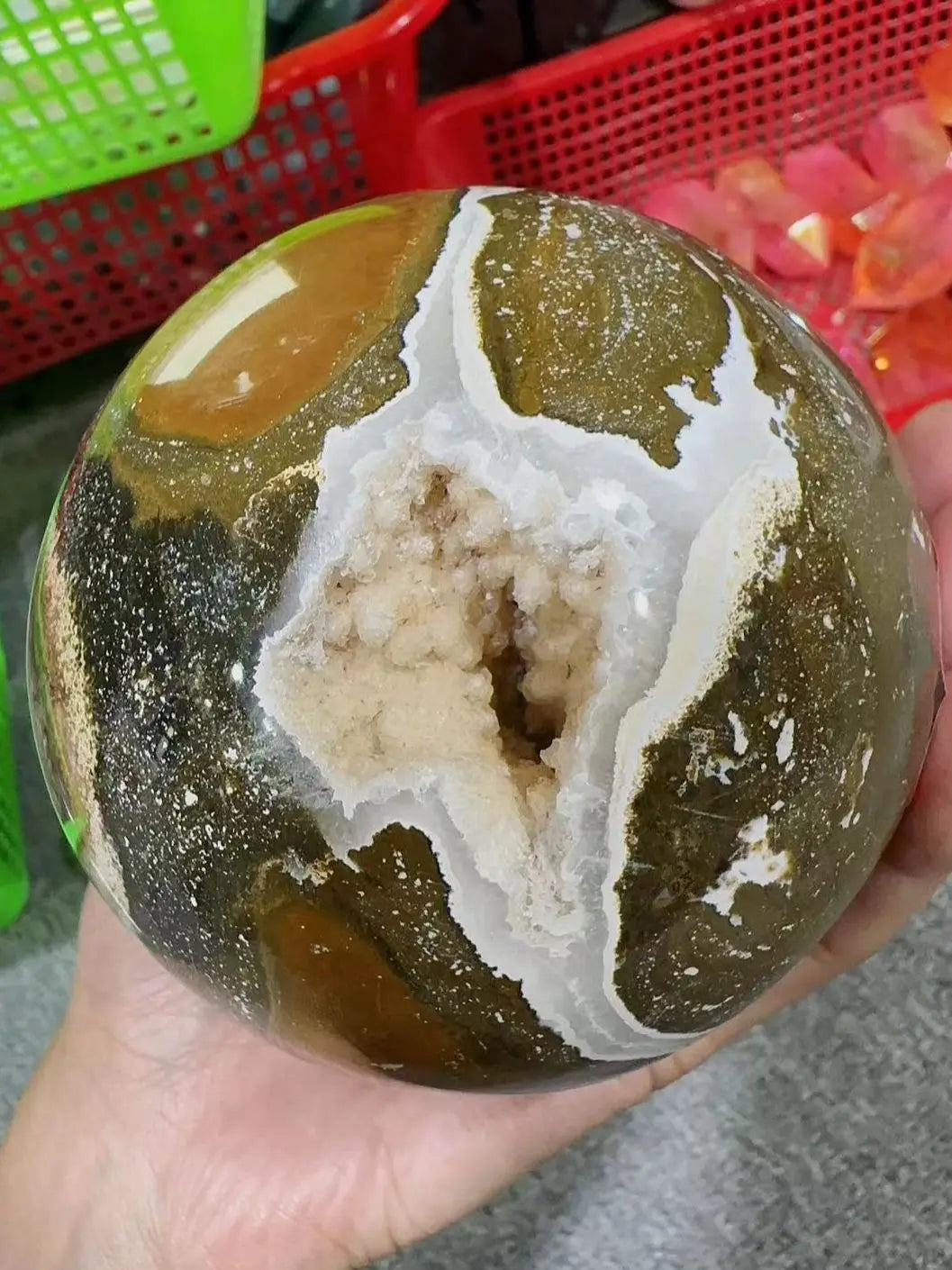 1 Pc Natural Rock Colorful Ocean Jasper Ball Rock Stone Sphere Home Feng Shui Decoration Witchcraft