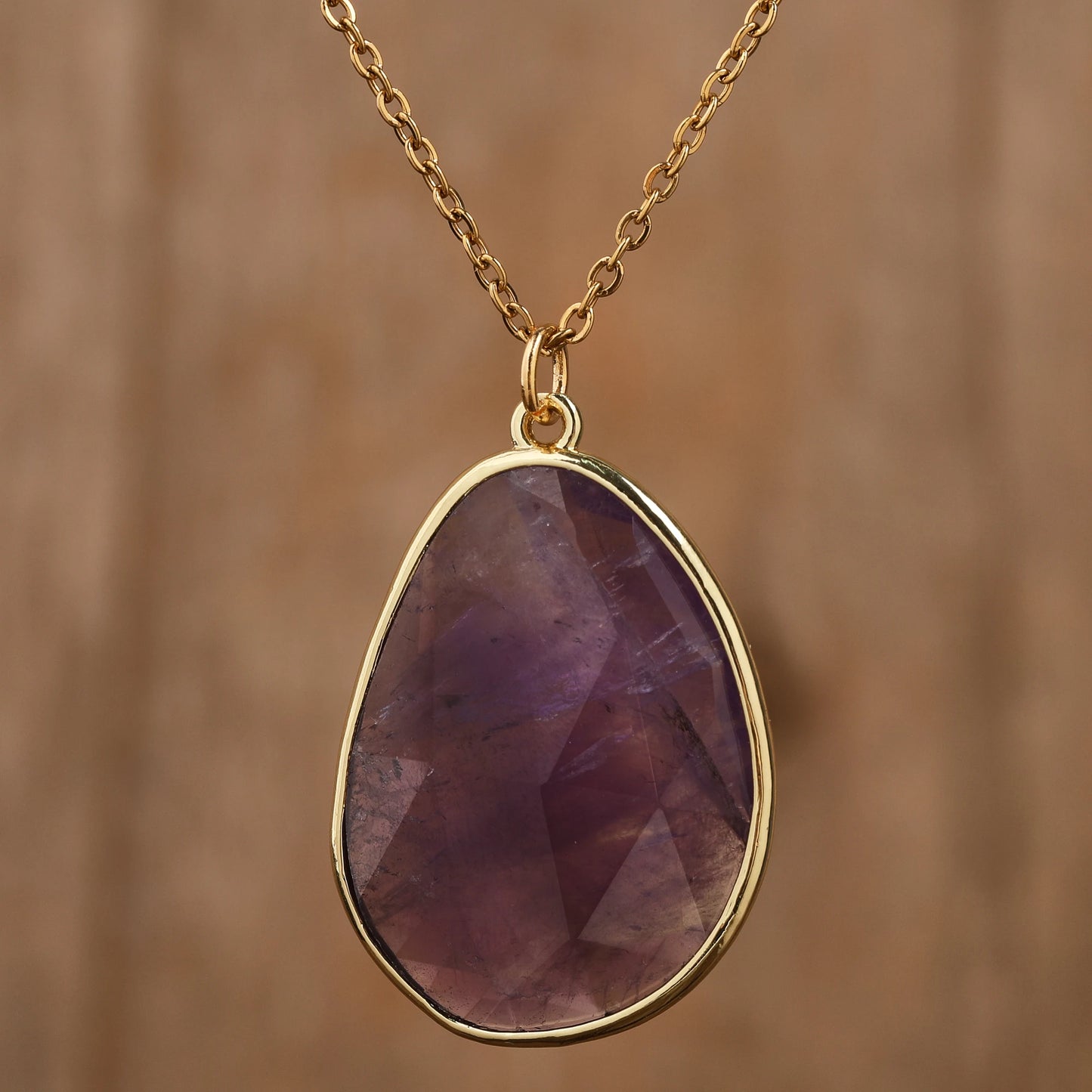 Classic Natural Gemstone Labradorite Amethyst Rose Quartz Healing Crystal Necklace Pendant Chokers Gift to Lady Women