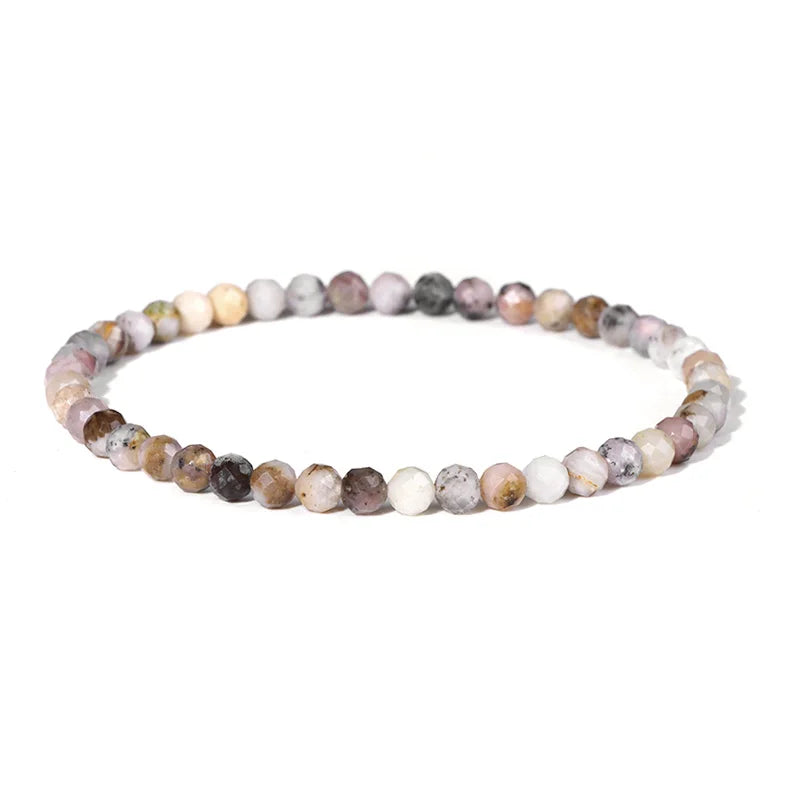 Minimalist Healing 4mm Tiny crystal stone Beads Bracelets Unisex Natural Charoite Obsidian lapis lazuli Zircon Elastic bracelets