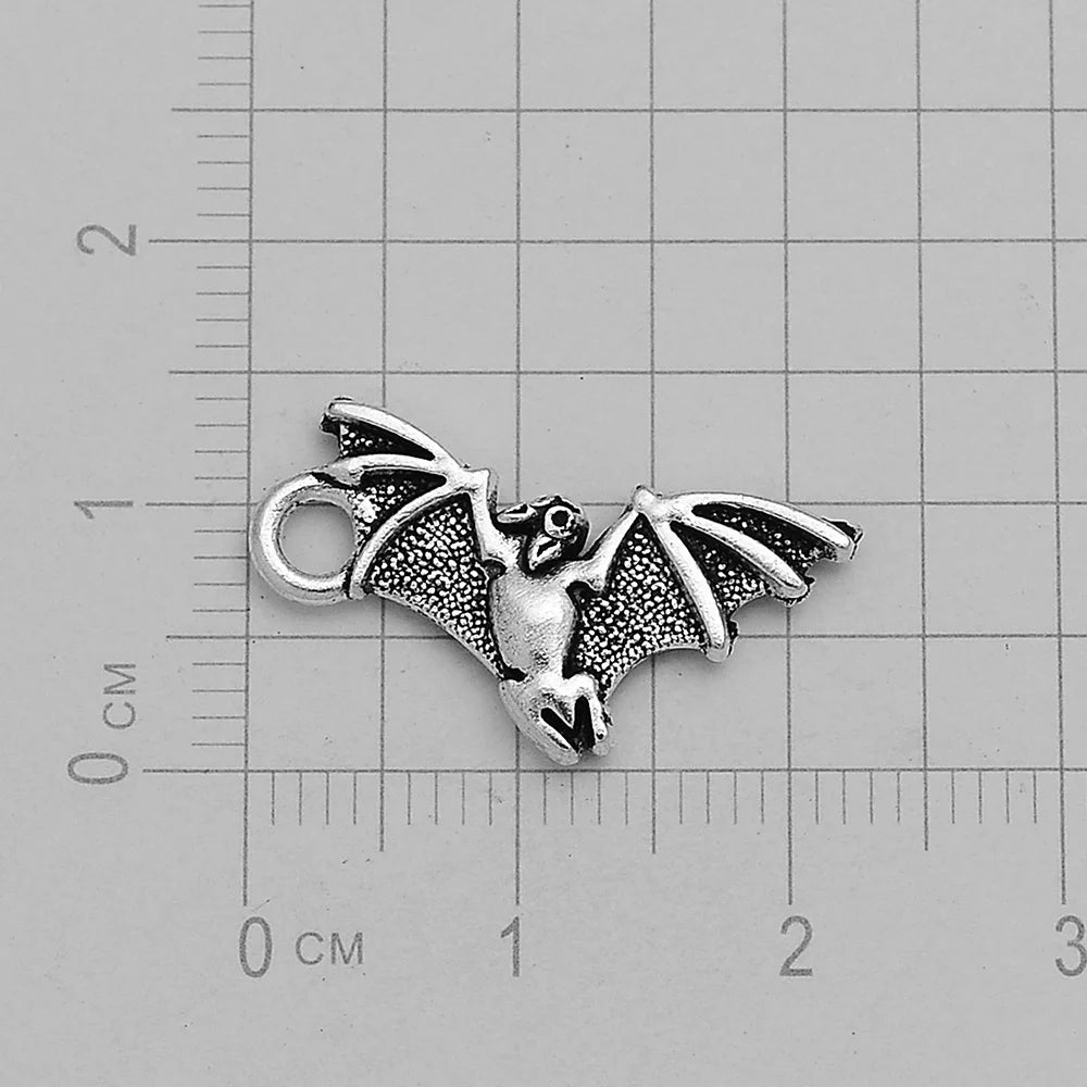 30pcs/lot Antique Witch Wizard Skull Spider Web Bat Boo Charms Halloween Pendant For Diy Jewelry Making Supplies Accessories