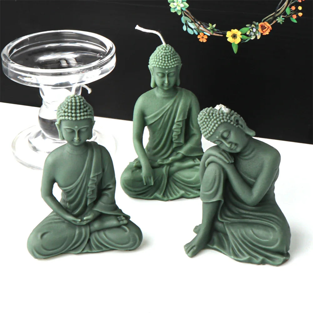 3D Buddha Statue Silicone Mold Namaste Stand Seat Relaxed Monk Candle Soap Resin DIY Buddhism Zen Home Decor Meditation Mould