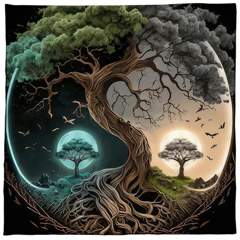 Trees Of Life Altars Cloth Tarots Cards Tablecloth Divinations Cards Table Cloth Square Tapestry Witchcrafts Supply