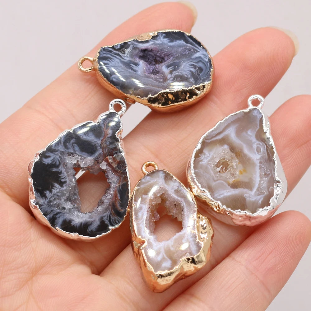 Agate Crystal Bud Irregular Pendant Natural Stone Crafts Jewelry Making DIY Necklace Earring Accessories Gift Party15x25-20x30mm