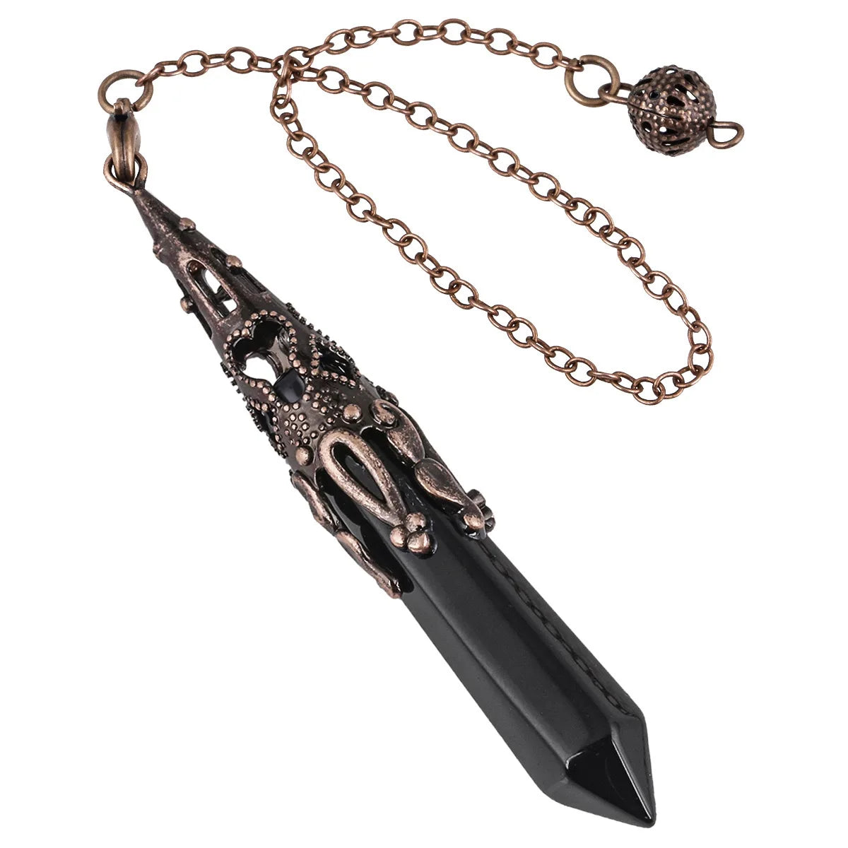 Reiki Natural Stone Crystals Pendulum for Divination Amethysts Black Obsidian Pendant Healing Point Quartz Spiritual Pendulos