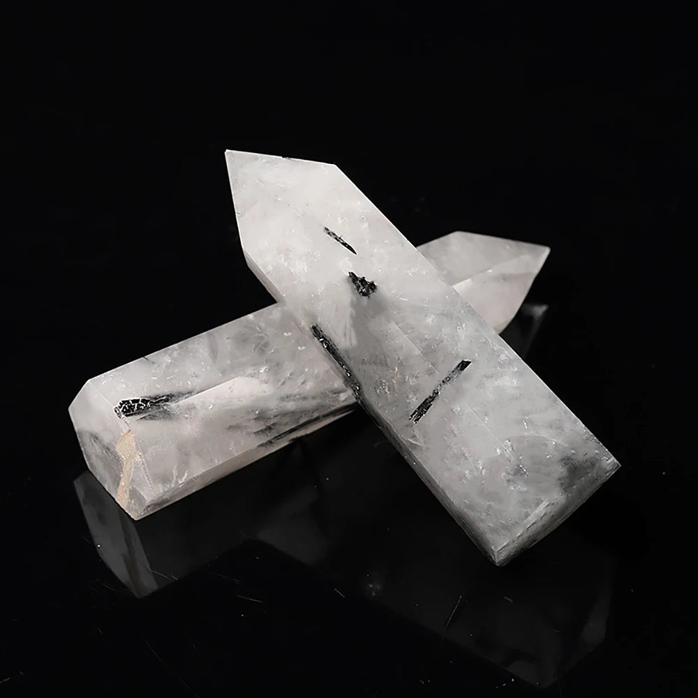 1PC Natural Black Tourmaline Quartz Crystal Hexagonal Point Healing Stone Energy Mineral 50-80mm Obelisk Column Room Decor Craft