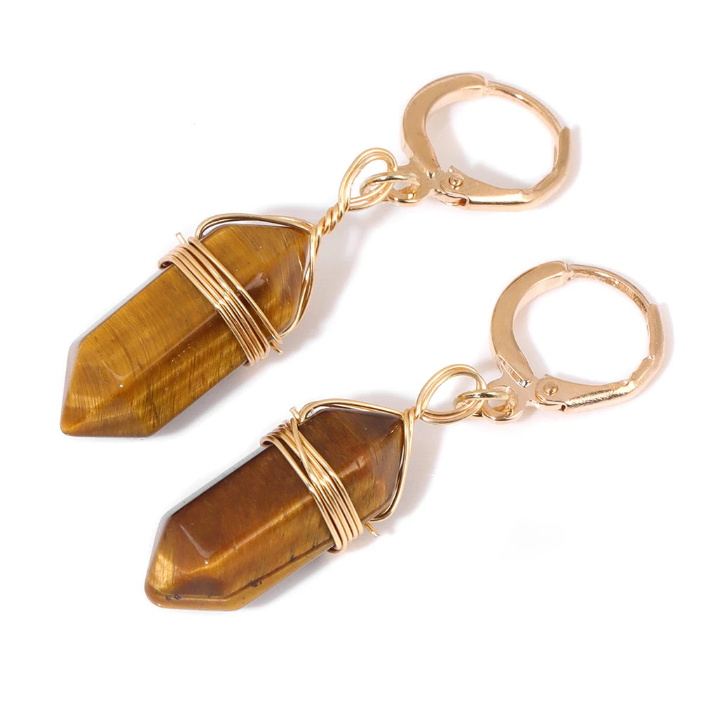 Natural Irregular Raw Stone Earrings Amethysts Apatite Lapis Quartz Stones Earring for Women Luxury Quality Jewelry Girls Gift