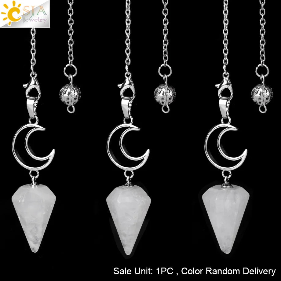 Spiritural Crystal Pendulum for Divination Esoterism Healing Moon Natural Stone Cone Pendant Pink Quartz Pendulo Radiesthesia S9