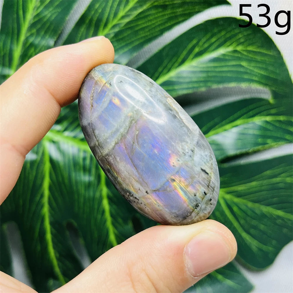 Natural Gemstone Purple Labradorite Palm Double-sided Glitter Home Decor Holiday Gift Witchcraft Altar Crystal Stone Healing