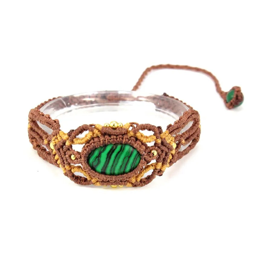 KFT Natural Crystal Quartz Oval Shape Handmade Thread Rope Wrapped Braided Macrame Stone Bracelets Jewelry For Women Girls Gift
