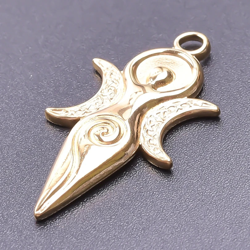 5pcs/Lot New Moon Charm No Fade Stainless Steel Pendants Charms In Bulk DIY Jewelry Making Supplies Witch Knot Star Accessories