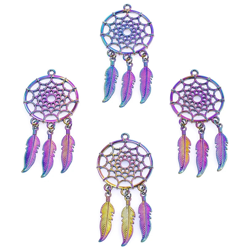 5Pcs Dreamcatcher Infinity Symbol Rainbow Color Charms Witch Hat Saturn Planet Love Butterfly Brain Fashion Pendant Diy Jewelry