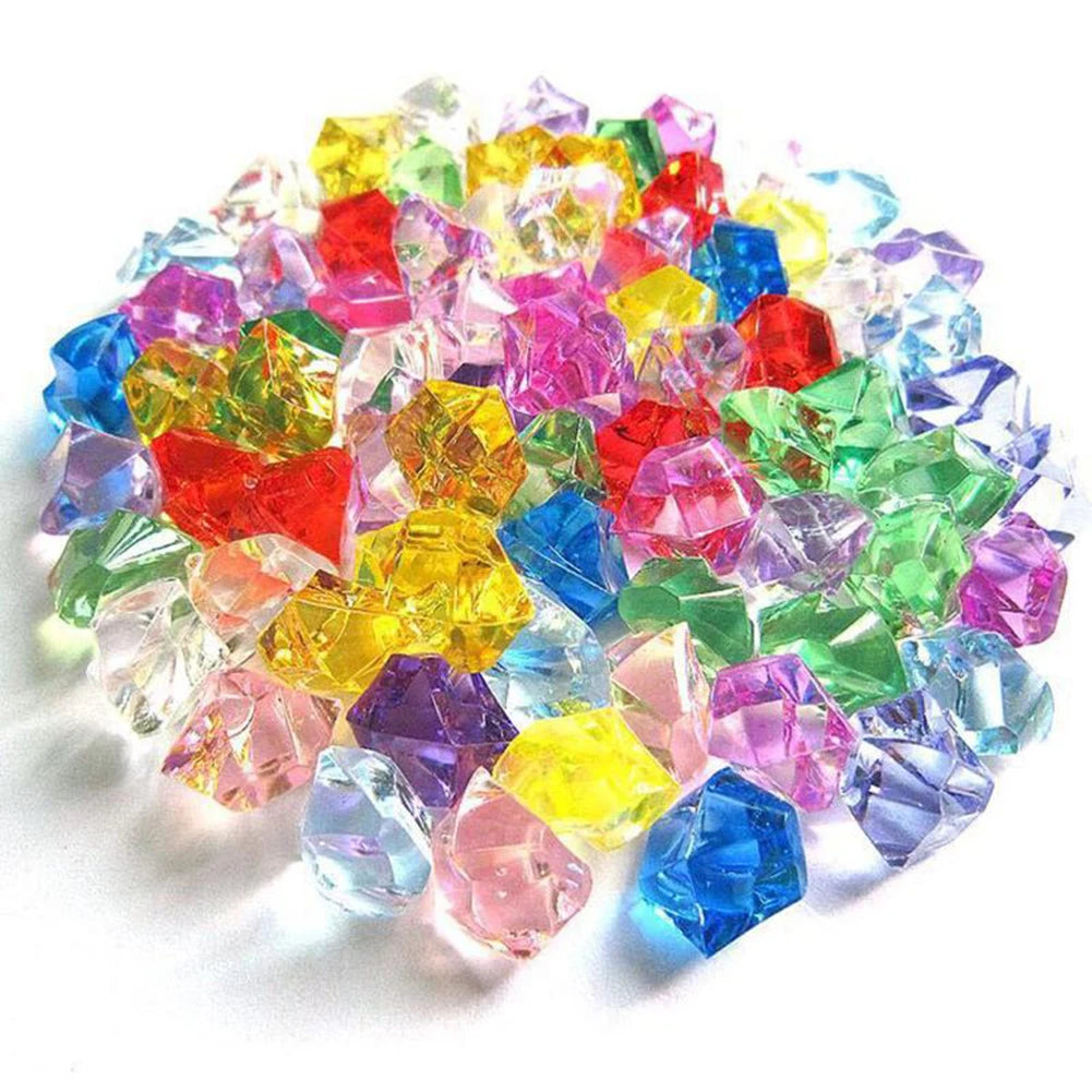 200pcs Acrylic Gem Stone Crushed Ice Rocks Aquarium Colorful Stones Fish Tank Vase Landscaping Wedding Party Decoration