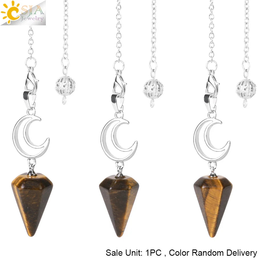 Spiritural Crystal Pendulum for Divination Esoterism Healing Moon Natural Stone Cone Pendant Pink Quartz Pendulo Radiesthesia S9
