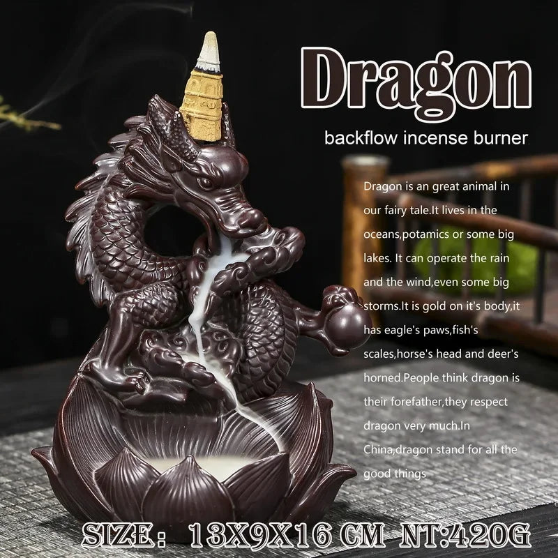 Y The Western Pterosaur Backflow Incense Burner Dragon for Incense Sticks Living Room Smoke Waterfall Incense Base Ceramic Stove