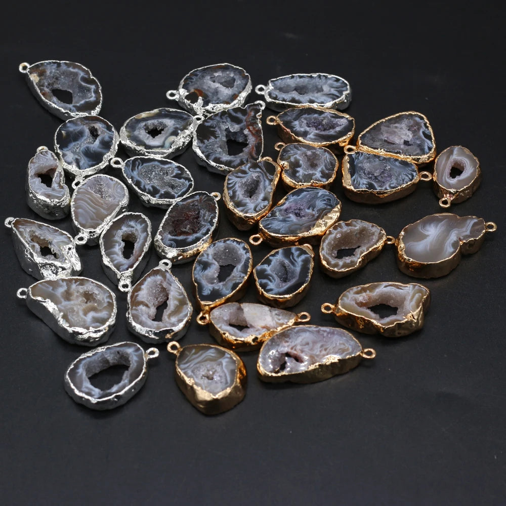 Agate Crystal Bud Irregular Pendant Natural Stone Crafts Jewelry Making DIY Necklace Earring Accessories Gift Party15x25-20x30mm