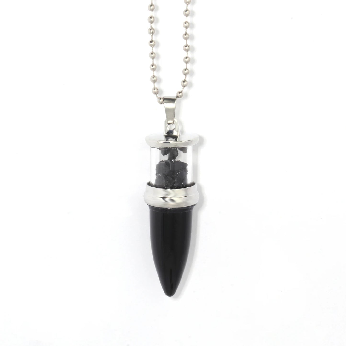 9 Types Black Onyx Natural Stone Pendant With Chain Display Box Heart Waterdrop Shape Pendant fit for Women Jewelry DIY Necklace