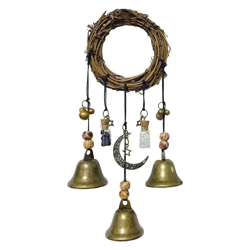 Witch Bells Protection Door Hangers Witch Wind Chimes Wreath Handmade Hanging Witch Bells Wiccan Magic Wind Chimes for Home Door