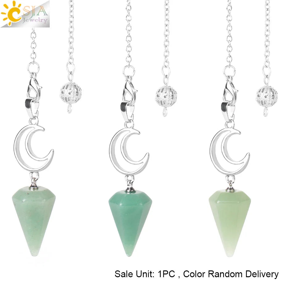 Spiritural Crystal Pendulum for Divination Esoterism Healing Moon Natural Stone Cone Pendant Pink Quartz Pendulo Radiesthesia S9