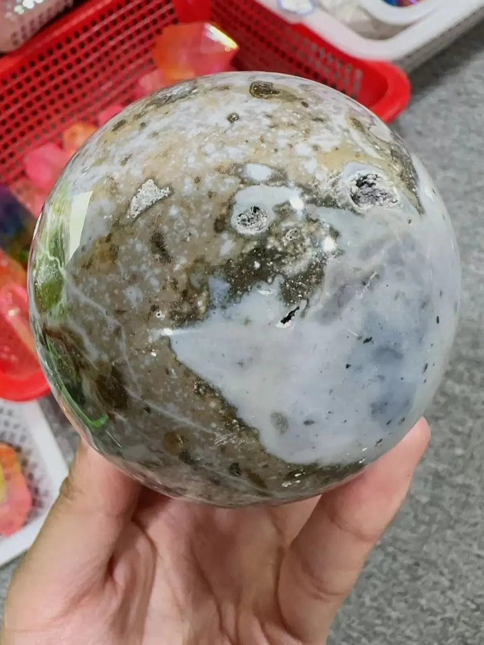 1 Pc Natural Rock Colorful Ocean Jasper Ball Rock Stone Sphere Home Feng Shui Decoration Witchcraft