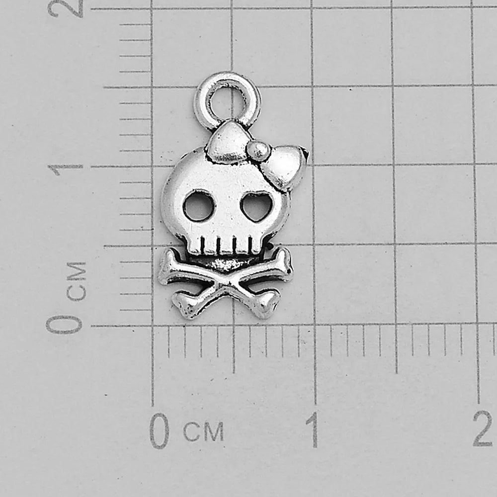 30pcs/lot Antique Witch Wizard Skull Spider Web Bat Boo Charms Halloween Pendant For Diy Jewelry Making Supplies Accessories