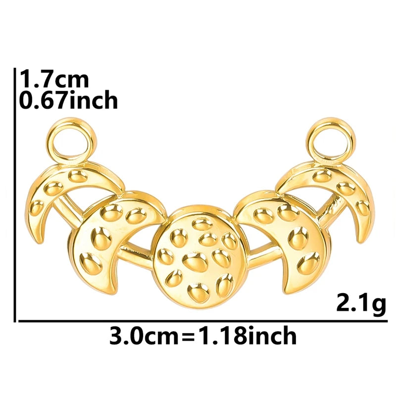 5pcs/Lot New Moon Charm No Fade Stainless Steel Pendants Charms In Bulk DIY Jewelry Making Supplies Witch Knot Star Accessories