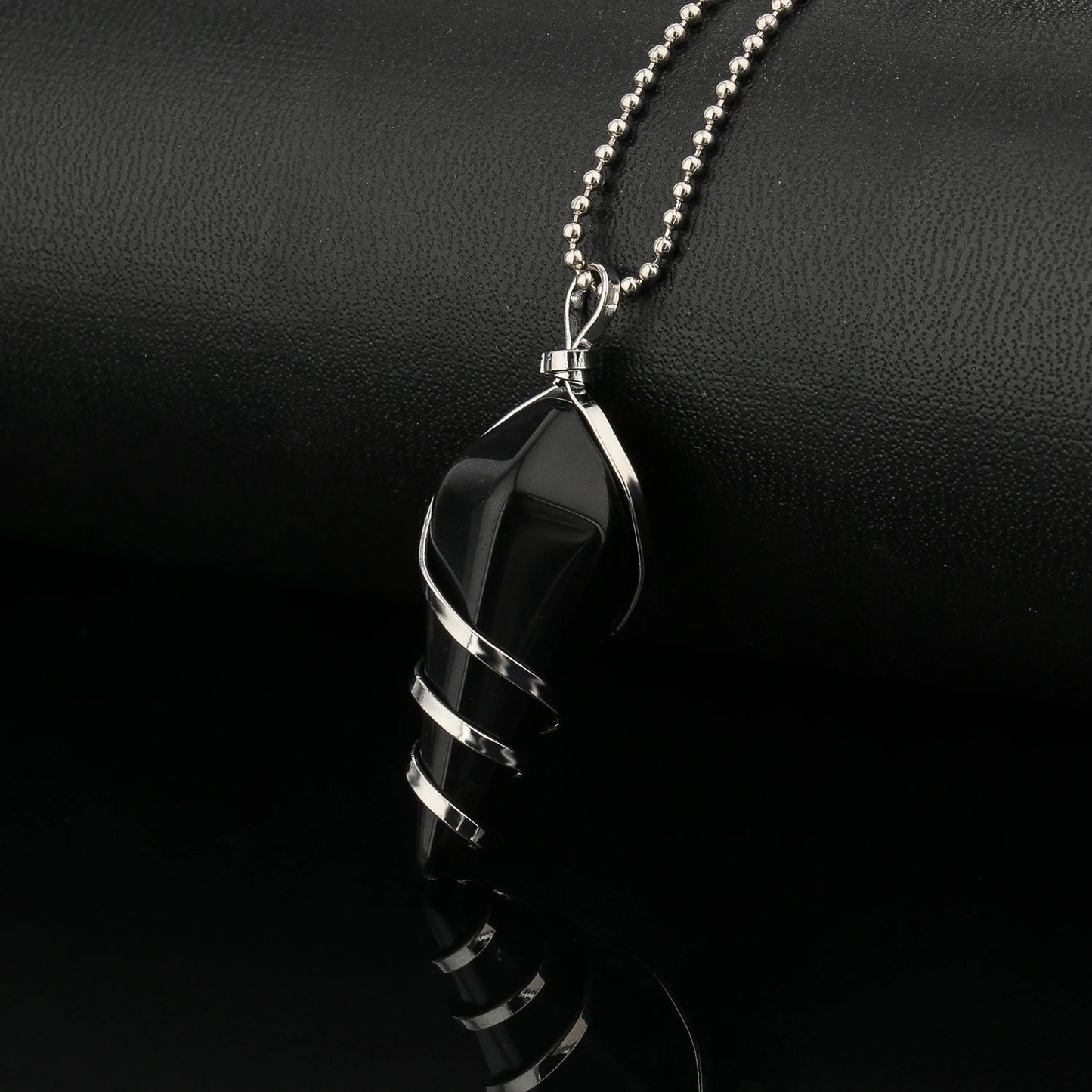 9 Types Black Onyx Natural Stone Pendant With Chain Display Box Heart Waterdrop Shape Pendant fit for Women Jewelry DIY Necklace