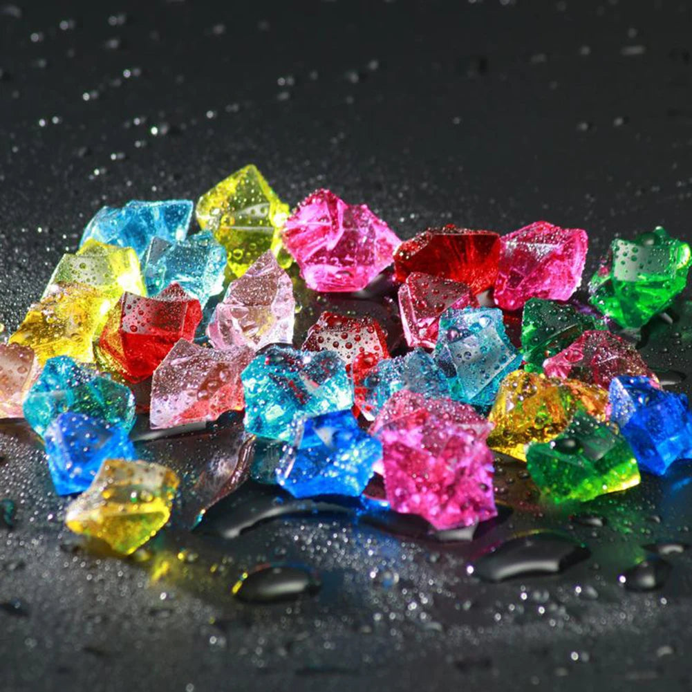 200pcs Acrylic Gem Stone Crushed Ice Rocks Aquarium Colorful Stones Fish Tank Vase Landscaping Wedding Party Decoration
