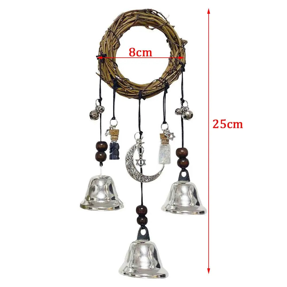Witch Bells Protection Door Hangers Witch Wind Chimes Wreath Handmade Hanging Witch Bells Wiccan Magic Wind Chimes for Home Door